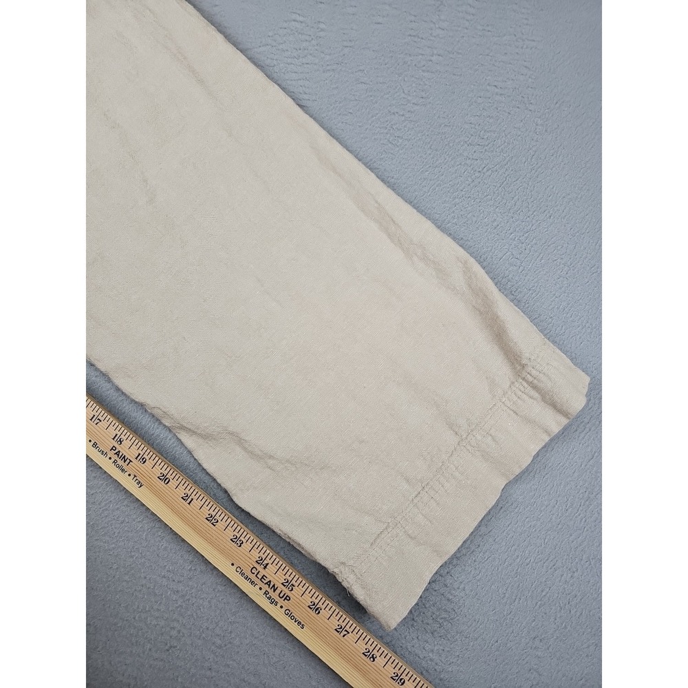 Old Navy High Rise Flax Linen Wide Leg Pants Large Tan Comfort Waistband Beach - Picture 10 of 10